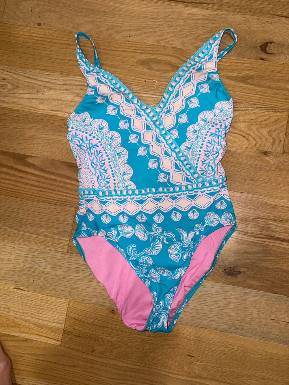 Flattering Pink Patterned One-Piece Swimsuit